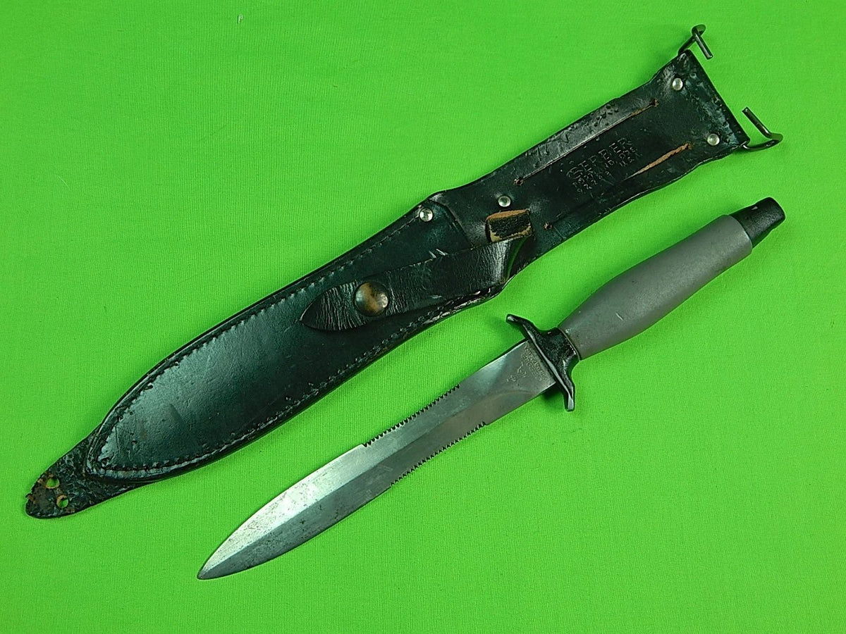 US 1976 GERBER MK2 Grey Handle Commando Fighting Knife #49120 & Sheath ...