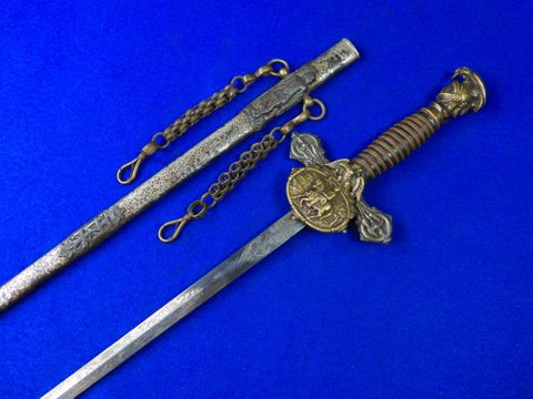 Antique US 19 Century Knights of Pythias Fraternal Sword w/ Scabbard Hangers