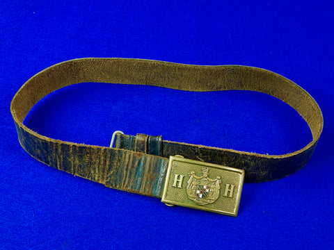 US Antique 19 Century Pre WW1 Military Leather Belt & Buckle