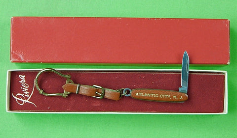 Vintage US Atlantic City Riviera Key Chain with Small Folding Knife w/ Box