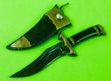 US 2002 Custom Hand Made Signed Bowie Hunting Knife & Scabbard