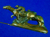Vintage US Bronze Figural Handle Letter Opener Desktop Decor Horse Racing Jockey