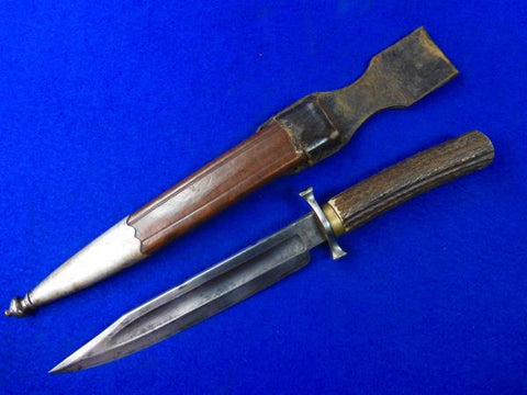 US Civil War Antique English British Made Large Bowie Fighting Knife w/ Scabbard 