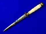 Antique Old US Civil War 19 Century Navy Naval Small Engraved Dagger Knife Dirk