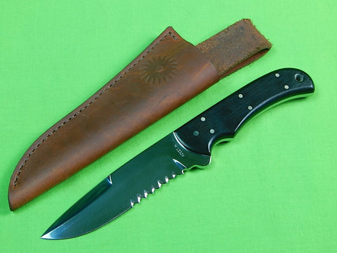 US Custom Hand Made MIKE MICHAEL LEACH Hunting Knife & Sheath