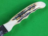 US Custom Hand Made by R.F. LAYTON Hunting Stag Knife w/ Sheath