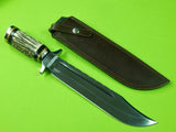 US Custom Handmade JACK RUSSELL Large Stag Bowie Fighting Knife w/ Sheath