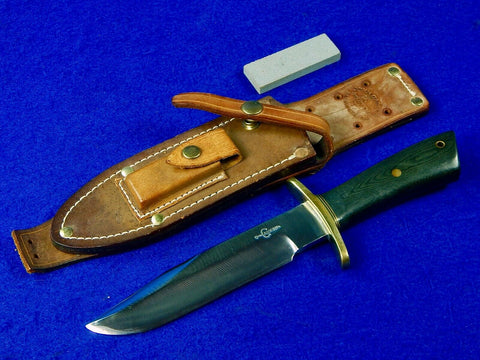 US Custom Made Handmade JOHN CARSON Hunting Fighting Knife w/ Sheath Stone 