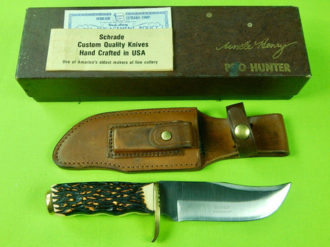 RARE US Early SCHRADE 171UH Pro Hunter Uncle Henry Hunting Knife Guard marked 