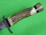 US Custom Hand Made Huge Hunting Stag Handle Knife & Sheath