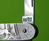 Vintage US Imperial Sterling Silver Dog Hunt Scene Folding Pocket Knife w/ Box