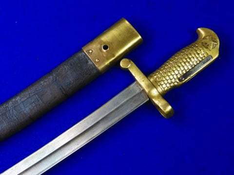 Antique US Indian Wars 19 Century Bayonet Short Sword w/ Scabbard