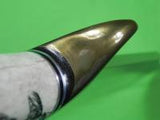 US Custom Hand Made MIKE LEACH Large Bowie Knife 1976 Scrimshaw JOE RUNDELL