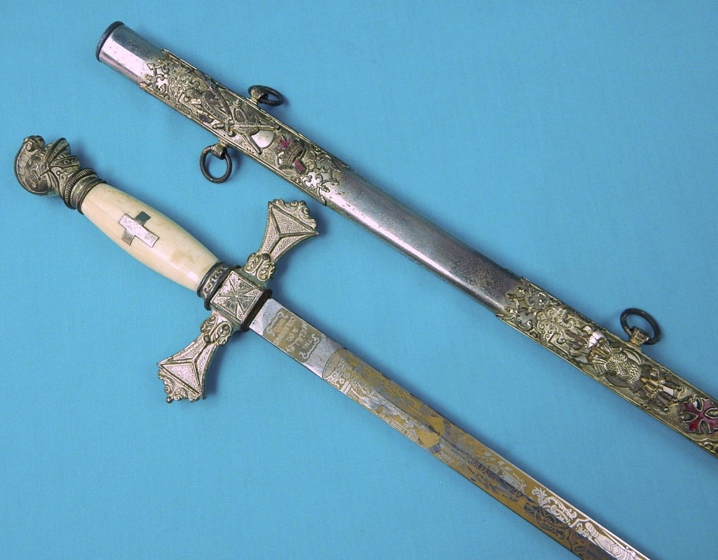 Vintage US Masonic Fraternal M.C. Lilley Engraved Sword w