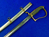Antique US Model 1872 French Made Engraved Cavalry Officer's Sword w/ Scabbard 