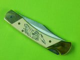 Vintage US SCHRADE Limited Bear Cult Scrimshaw Lock Back Folding Pocket Knife