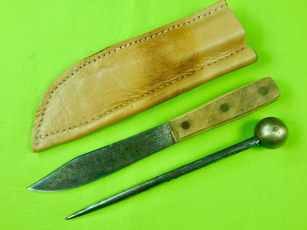 Vintage US Sailing Sailor Rigging Knife Marlinspike Sheath ANTIQUE