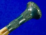 Antique Old Vintage US Silver Wood Walking Stick Cane Head Handle