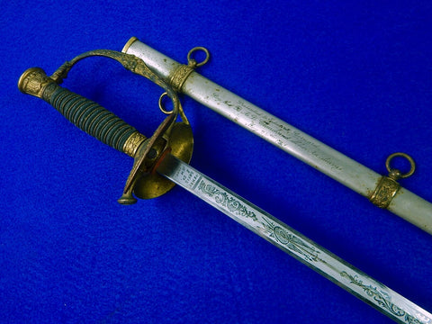 Antique US Spanish American War Model 1860 Presentation Engraved Officer's Sword 