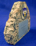 US Vietnam Era 1972 Presentation Granite Stone Plaque Air Defense Insignia w Box