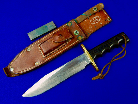 US Vietnam Era Custom Handmade RANDALL Fighting Knife w/ Split Back Sheath Stone
