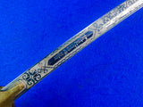 Vintage US Vietnam Era German Made Carl Eickhorn USMC Marine Officer's Engraved Sword Swords w/ Scabbard