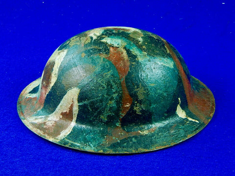 US WW1 Antique Camo Painted Military Army Helmet Hat with Liner 