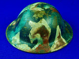US WW1 Antique Camo Painted Military Army Helmet Hat with Liner