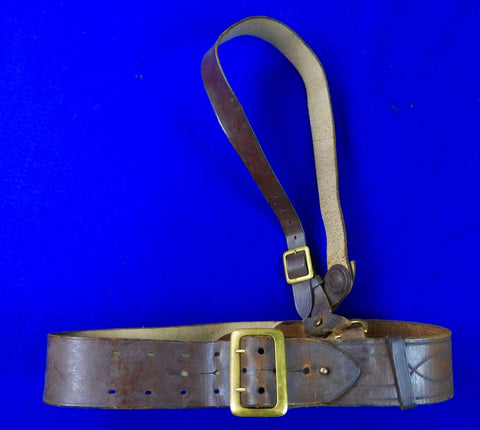 US WW1 Antique Old Military Army Officer's Leather Belt 