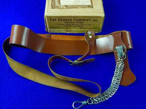 US WW1 Officer's Military Belt with Buckle & Sword Hanger with Shipping Box