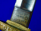 RARE US WW1 Period AMES Artillery Type Presentation Engraved Fraternal Sword