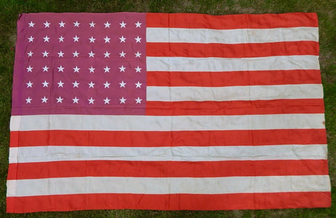 US USA American Vintage WW2 1942 Dated 48 Stars Large Silk Flag 