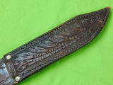 US WW2 Custom Made Carved Tooled Leather Sheath Scabbard for Fighting Knife