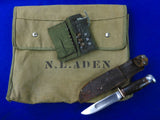 US WW2 USMC Marine Corps Veteran Marbles Fighting Knife w/ Sheath Bag Kit