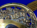 US WW2 USS Mississippi Navy Officer's Presentation Engraved Sword w/ Scabbard