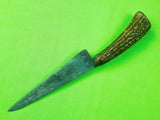 Antique Old German Germany Stag Handle Unusual Hunting Fighting Knife