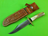 Custom Hand Made VIKING Stag Bowie Hunting Knife w/ Sheath