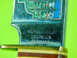 Vintage German Germany Red Mac Solingen Engraved Stag Hunting Knife & Sheath