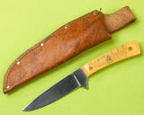 Vintage 1960-70's Custom Hand Made Scrimshaw Hunting Knife & Sheath