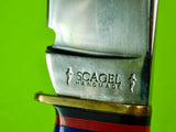 Vintage 1993 US Scagel Large Bowie Stag Butt Hunting Knife w/ Sheath Box