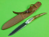 Vintage 1996 Custom Hand Made Hunting Stag Knife & Layton Sheath