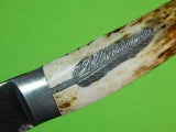 Vintage 1996 Custom Hand Made Hunting Stag Knife & Layton Sheath