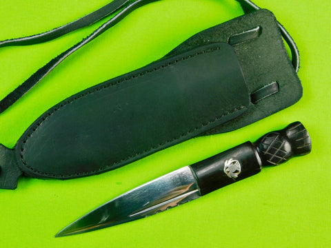 Vintage British English Scottish Custom Made Sgian Dubh Dagger Knife w/ Sheath