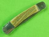 Vintage Custom Hand Made Lock Back Stag Folding Pocket Knife & Sheath