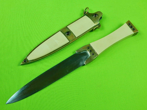 Vintage Custom Handmade Jeweled Stiletto Fighting Knife w/ Scabbard