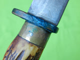Vintage Custom Handmade Mountain Man Stag Hunting Knife & Sheath