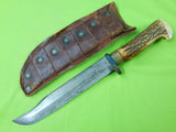 Vintage Custom Handmade Mountain Man Stag Hunting Knife & Sheath