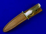 Vintage Custom Handmade Stiletto Boot Stag Fighting Knife w/ Sheath