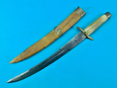 Vintage Custom Made Engraved Curved Sword Blade Large Hunting Knife