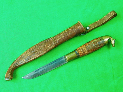 Vintage Finland Finnish Small Puukko Horsehead Knife